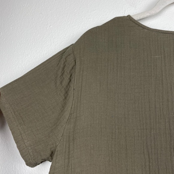 Jenni Kayne Cypress Caftan Dress Short Sleeve Tshirt Dress, Olive Green Gauze S - Picture 10 of 11